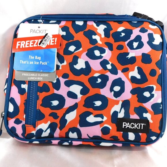 Packit Freezable Lunch Box Wild Leopard Blue Pink Orange Bag Container NEW - Picture 1 of 5